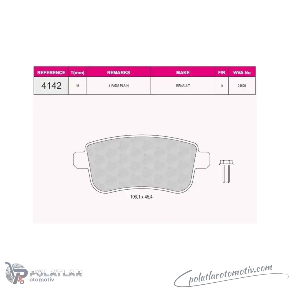 FREN BALATASI ARKA - DISK ELEKTRONIK PARK SISTEMLI ARAÇLAR - MEGANE III/GRAND SCENIC III - BM - 08- - 440604694R